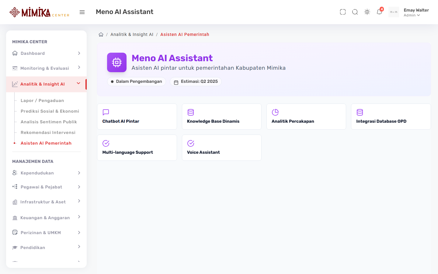 Screenshot fungsi Asisten AI Pemerintah