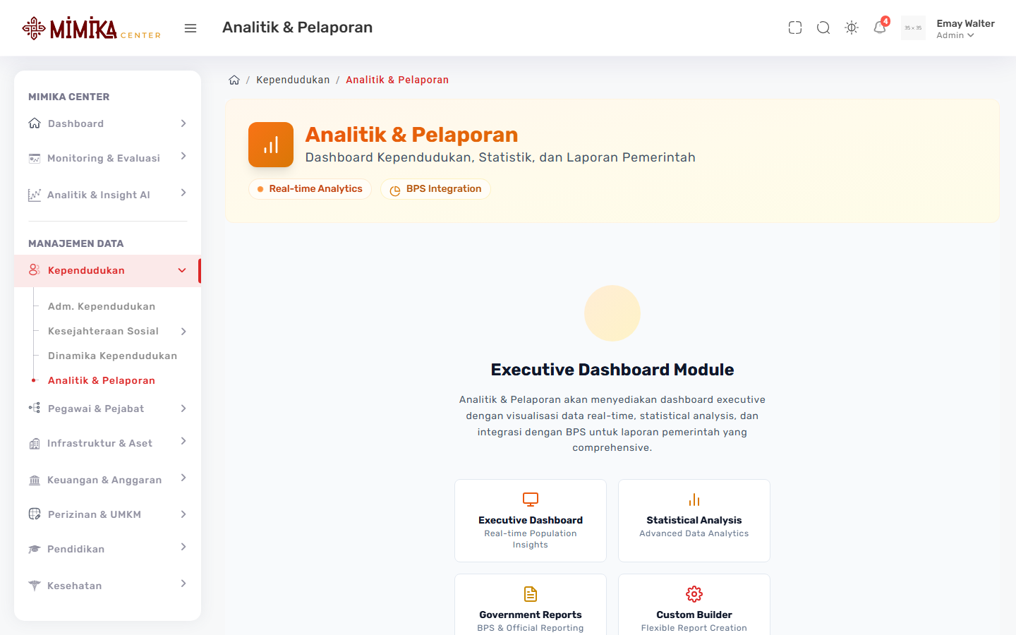 Screenshot fungsi Analitik & Pelaporan