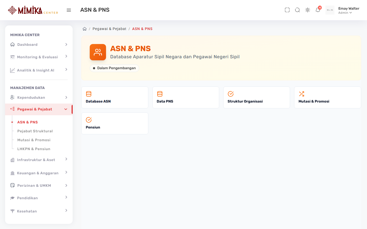 Screenshot fungsi ASN & PNS