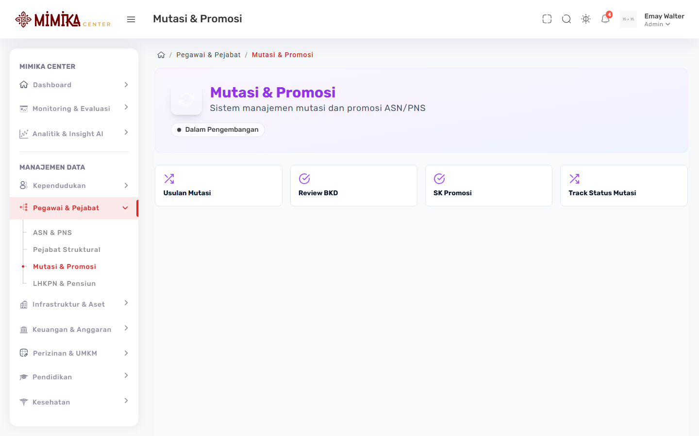 Screenshot fungsi Mutasi & Promosi