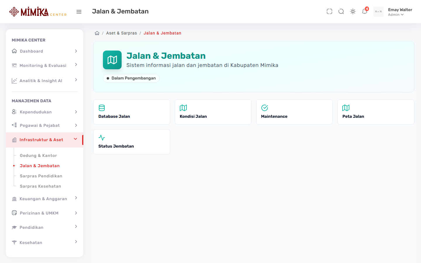 Screenshot fungsi Jalan & Jembatan