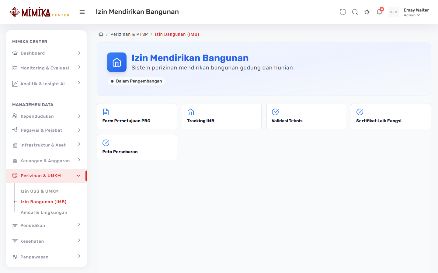 Screenshot fungsi Izin Bangunan (IMB)