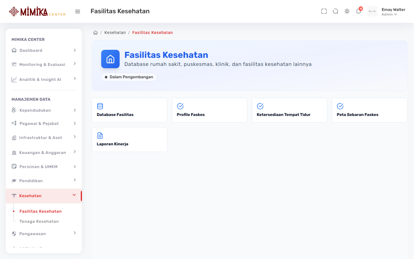 Screenshot fungsi Fasilitas Kesehatan