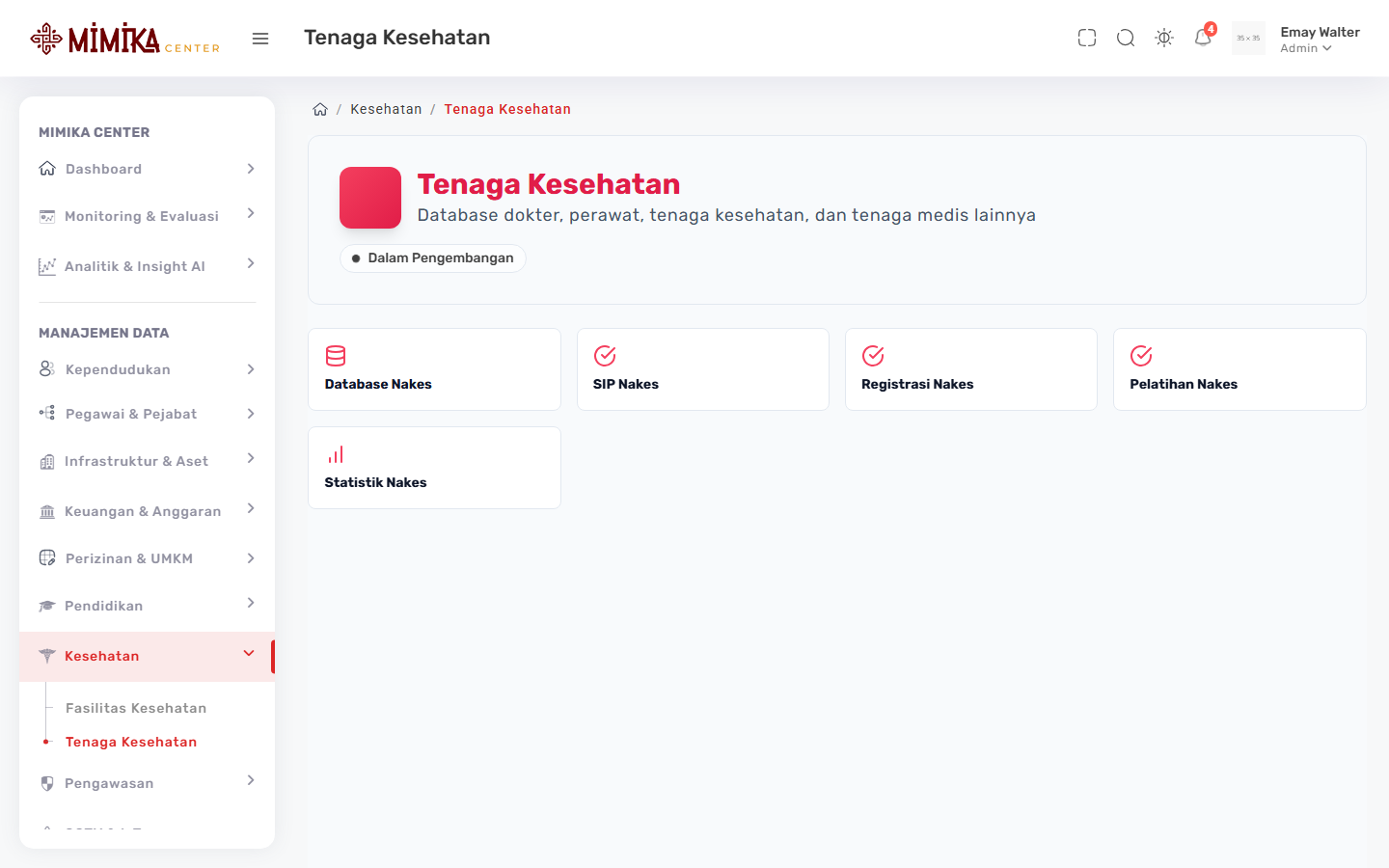Screenshot fungsi Tenaga Kesehatan