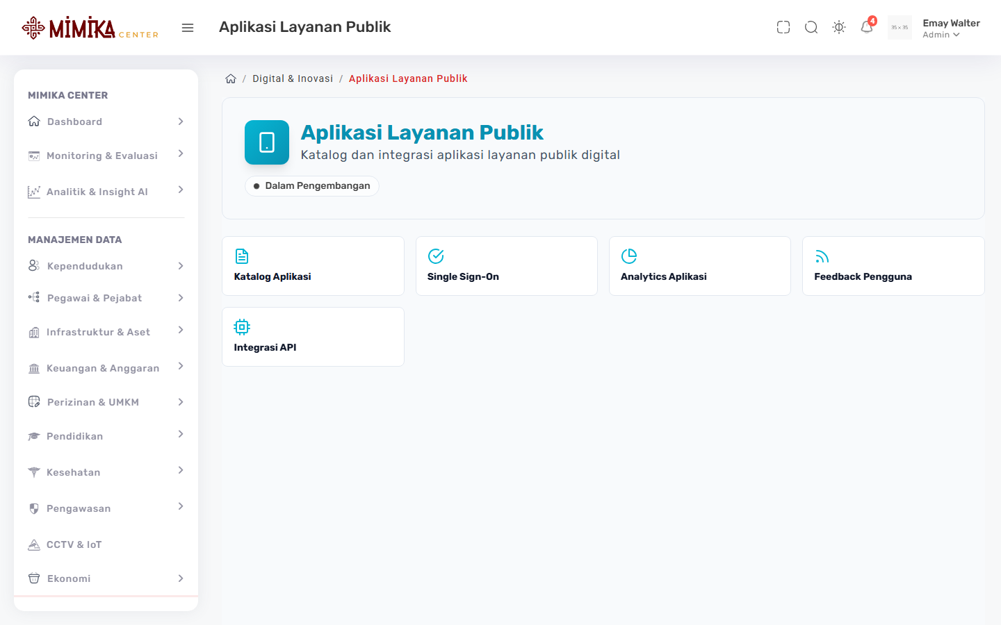 Screenshot fungsi Aplikasi Layanan Publik